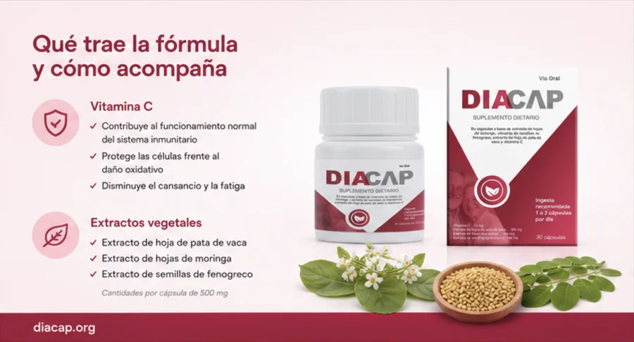 Diacap — cápsulas con vitamina C y extractos de pata de vaca, moringa y fenogreco